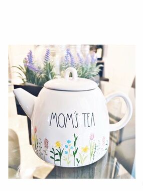 NEW Rae Dunn “MOM’S TEA” Teapot Floral Spring Collection Ceramic Tea Pot